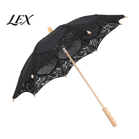 Sun Protection Parasol Vintage Gothic Lace Umbrella, Black Bridal for Halloween Portable Witch Cosplay, Wedding Decoration, Stage Performance