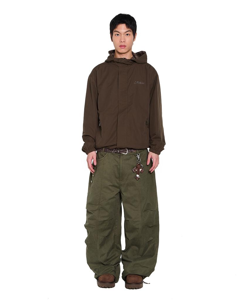 AAKAM Knee Pin-Tuck Side Button Pants (Khaki)