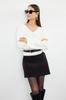 Women's Fashionable Stylish Sweater Black Wide Sleeve Folded Knitwear Sweater