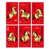 6pcs Festives Red Money Envelopes Featurings Traditional Glitters Designs And Lucky Phrases For New Year