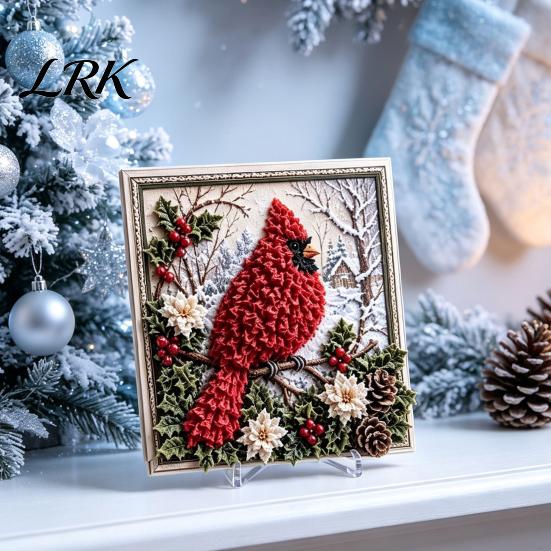 Sada pro výrobu Poke Art bez šití, 3D vánoční sada látek, DIY sada pro výšivku děrovanou jehlou, řemeslné projekty bez šití, ručně vyráběné vánoční dekorace pro dospělé a začátečníky