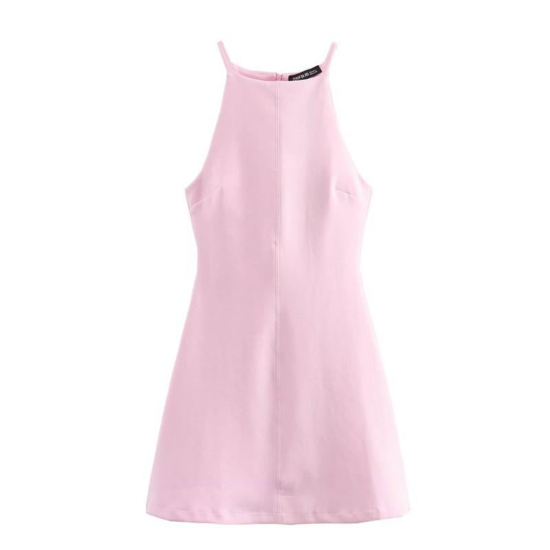 

European American Women s Clothing Summer Fashionable Temperament High-waist Short Dress M рожевий
