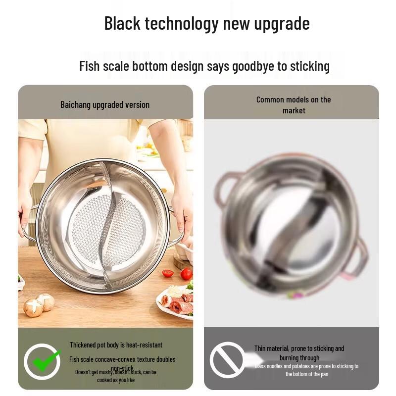Jingzhouyuan Verdickter Edelstahl-Hot Pot mit Doppelgriffen