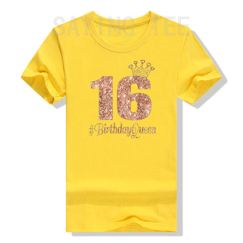 16th Birthday Queen Gift Teen Sweet Sixteen 16 Rose Tshirt Girls Fashion Bday Tee Daughters Friends Gifts Short Sleeve Tops