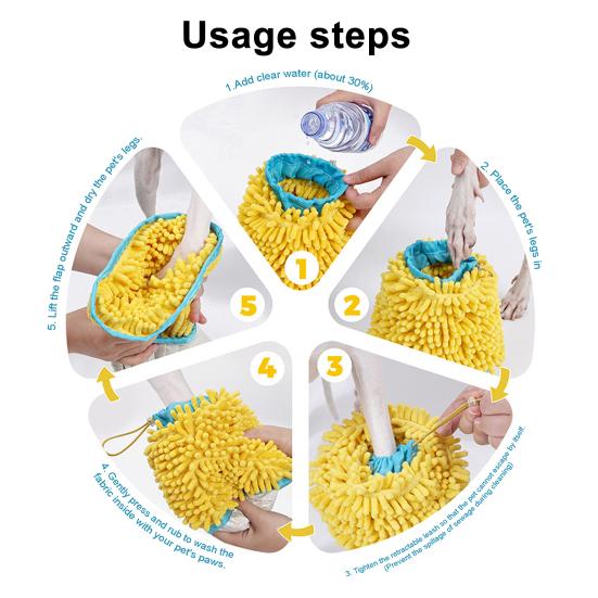 Yousheng 2-in-1 Hunde Pfotenreiniger Tragbarer Trocknerbecher mit integriertem saugfähigem Handtuch Maschinenwaschbar Haustier Fußreiniger Pfotenreinigungswerkzeug für Schlamm Schmutz Sand