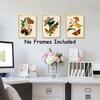 Retro Botanical Butterfly Wall Art, Vintage Canvas Prints, Floral Nature Aesthetic Posters for College Dorm Room Preppy Room Bedroom Decor, Set of