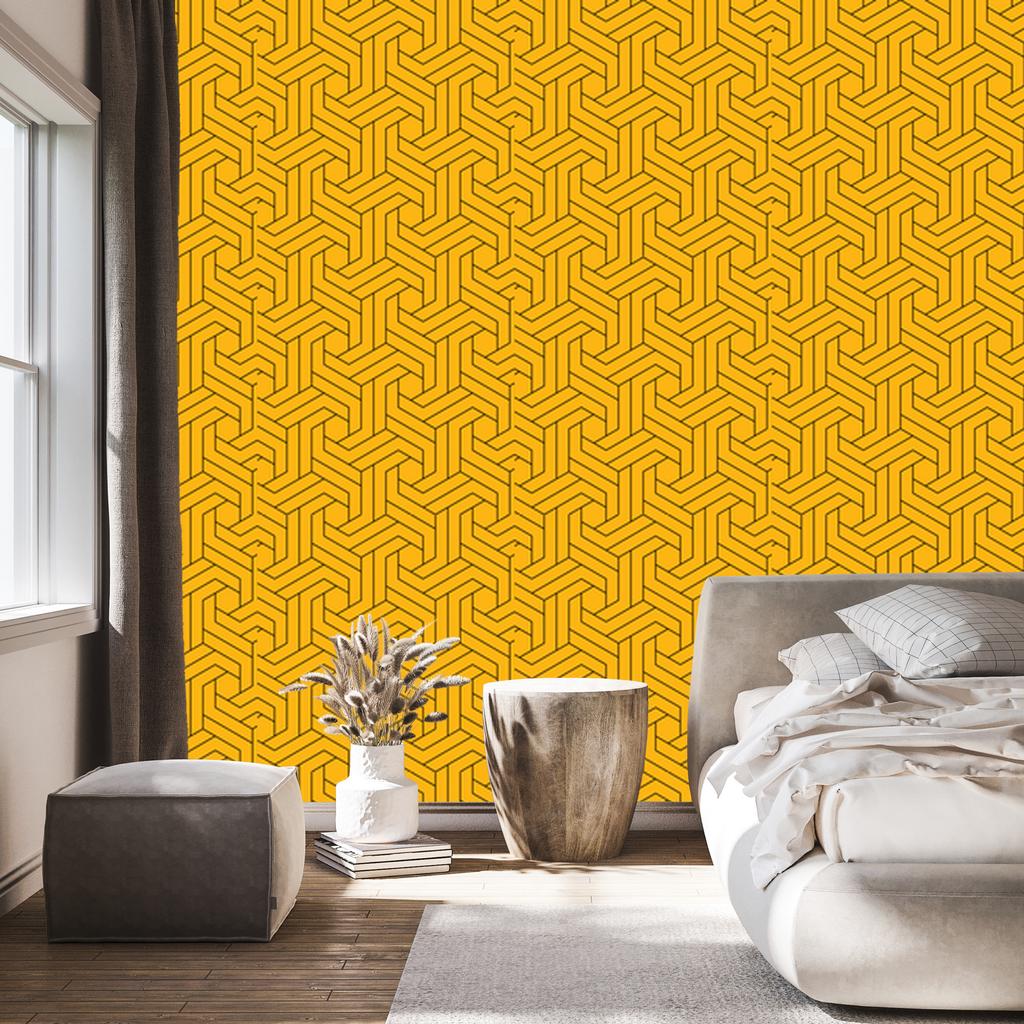 Wallpaper Geometric Pattern Gold for Living Room and Bedroom 50x1000