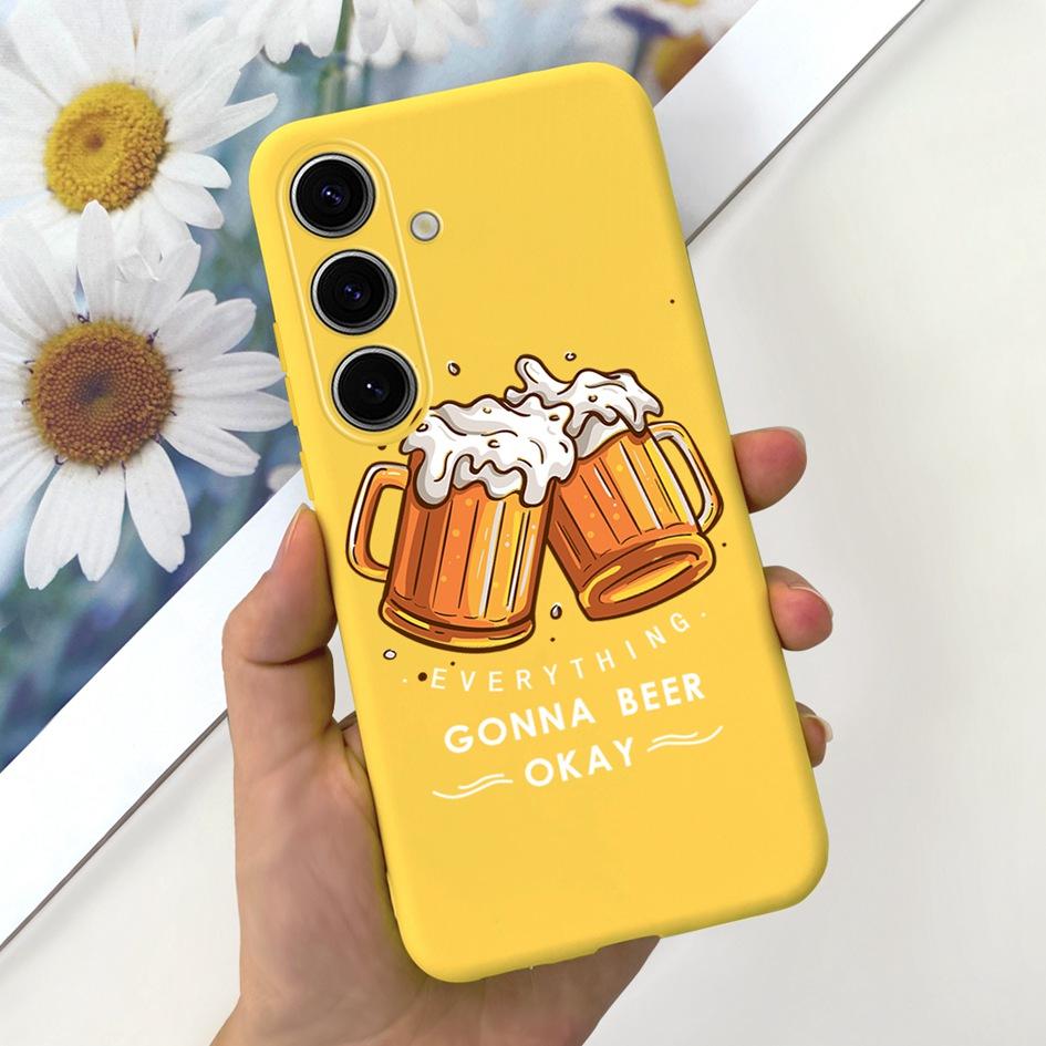 For Samsung Galaxy S24 Plus Case Lovely Yellow Duck Astronaut Matte Silicone Soft Cover For Samsung S 24 S24 Ultra S24+ 5G Funda