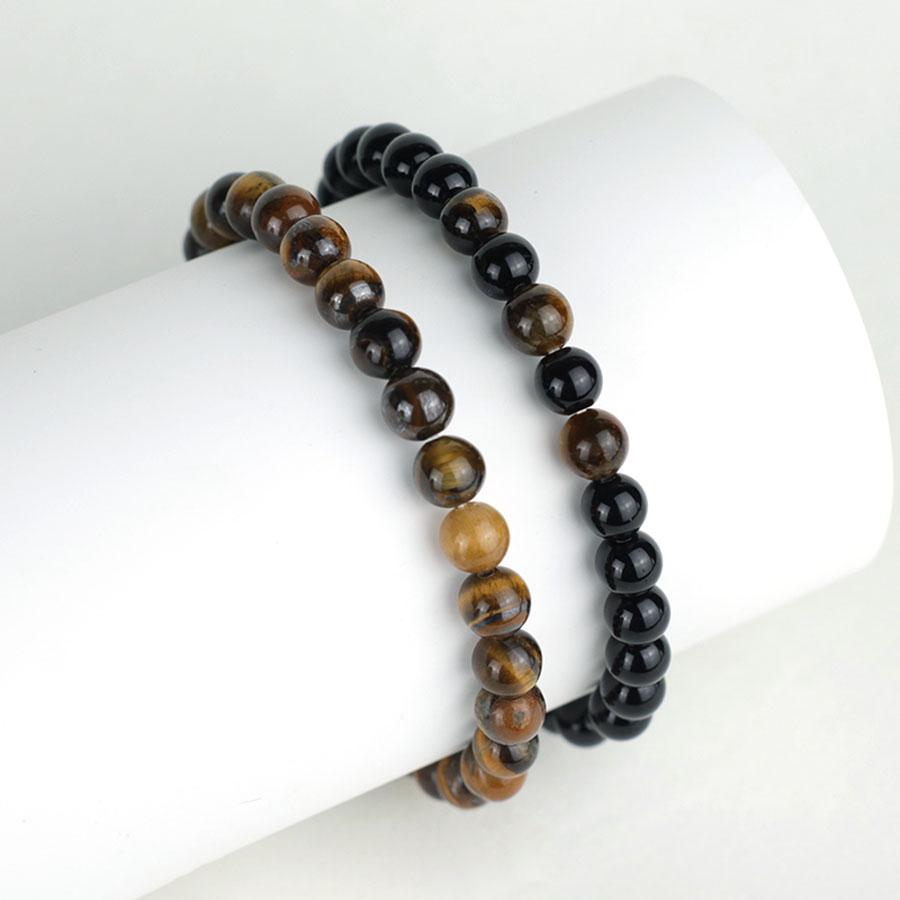 Noter Stylish Handmade 2Pcs Men Bracelet Set 6mm Stone Beads Positive Energy Healing Braslet Leisure Versatile Accessories Homme