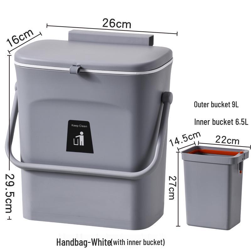 Wall-Mounted Kitchen Trash Can with Handle and Inner Bucket for Cabinets