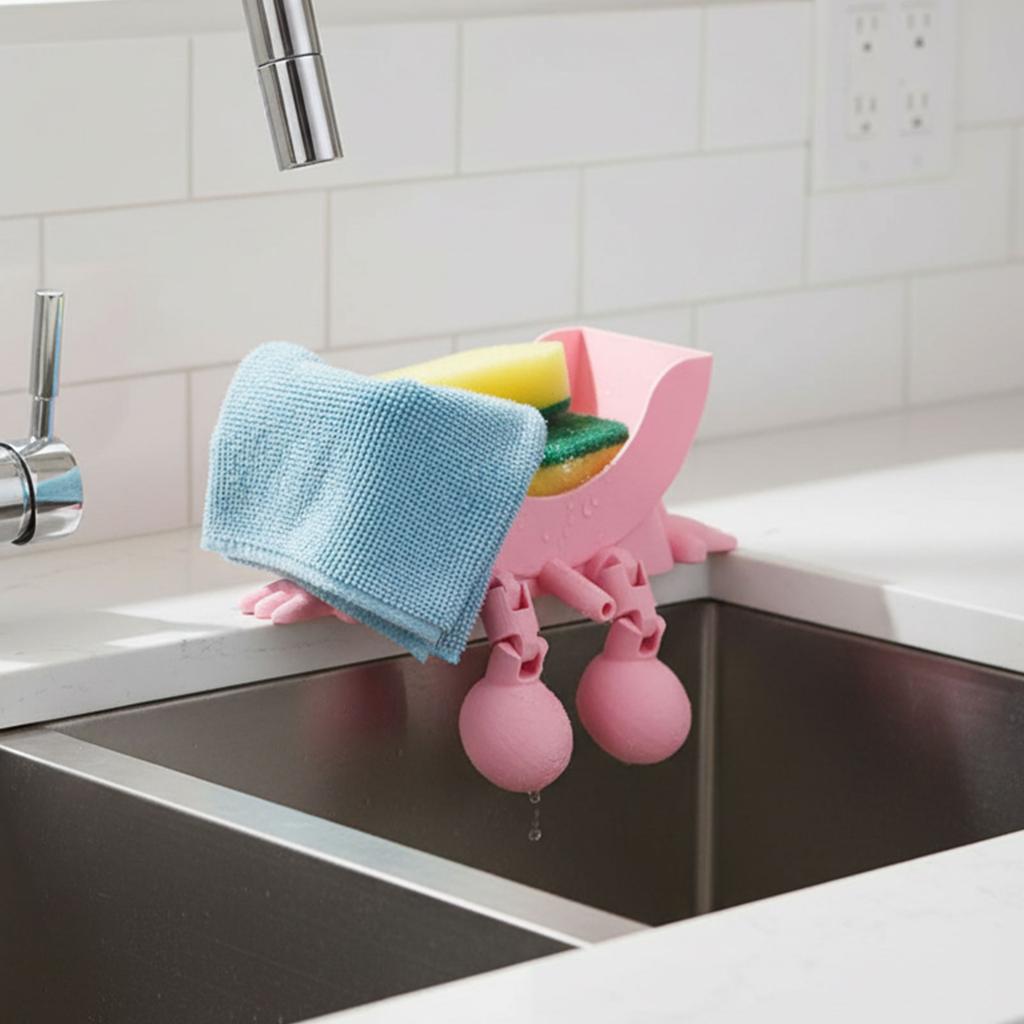 Smiling Sponge Holder 3D Printing Sponges Soap Holder Drying Rack for Scrub Daddy Kitchen Countertop Sink Organizer