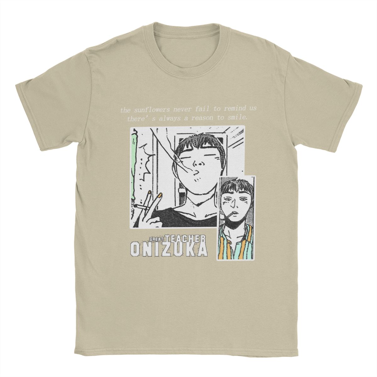

Чоловічі футболки Great Teacher Onizuka Соняшник GTO Аніме 100% Бавовняний Одяг Мода Футболка з Круглим Вирізом Друкована Футболка M хакі