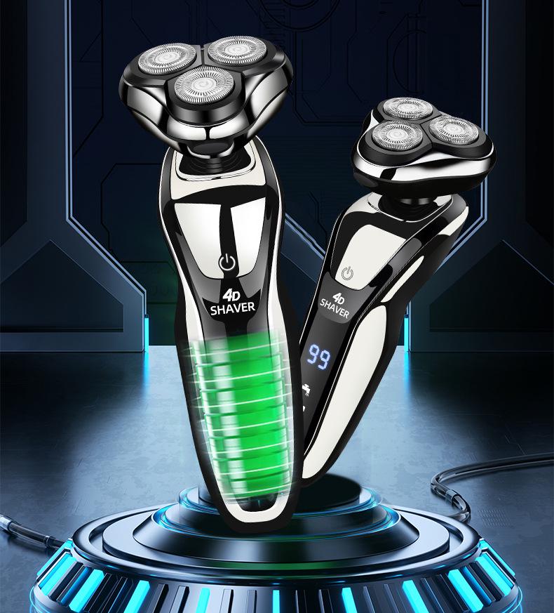 4D Electric Shaver, Full Body Washable Beard Trimmer, USB Charging 3-in-1 Razor