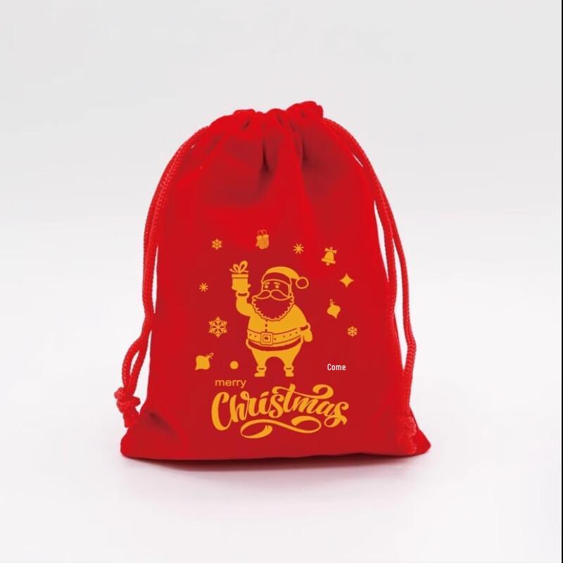 Christmas Red Velvet Drawstring Gift Bags