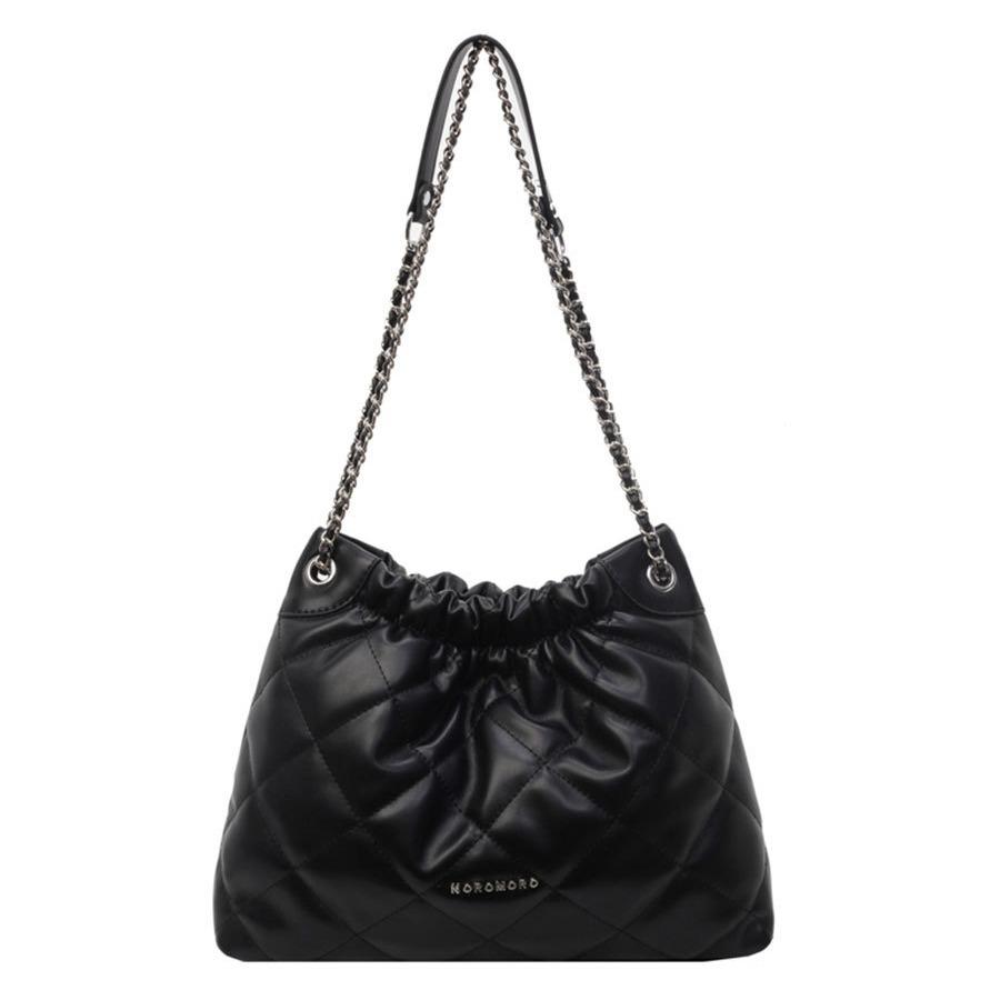 Fashion large-capacity bag women's new Xiaoxiangfeng diamond chain bucket bag 2025 autumn and winter premium shoulder bag