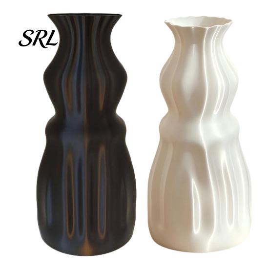 3D Printed Silk Texture Vase Flower Vase, Modern Decorative Minimalist Container, Sturdy Plastic Plant Holder Floral Arrangement for Home Living Room