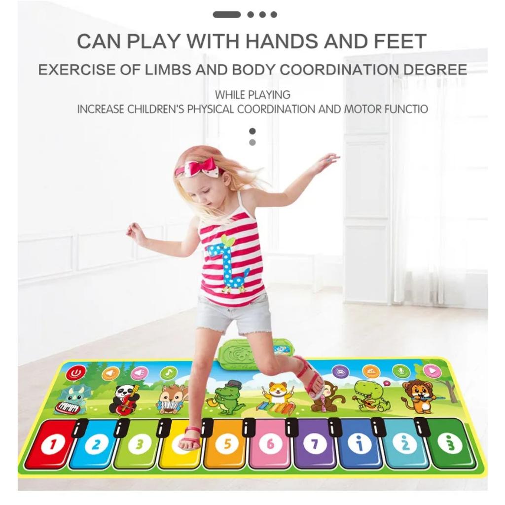 110x36cm Musical Piano Mat Toddlers Floor Violin Keyboard Dance Mat with 8 Instruments Sounds Baby Mat Study Educational Toys