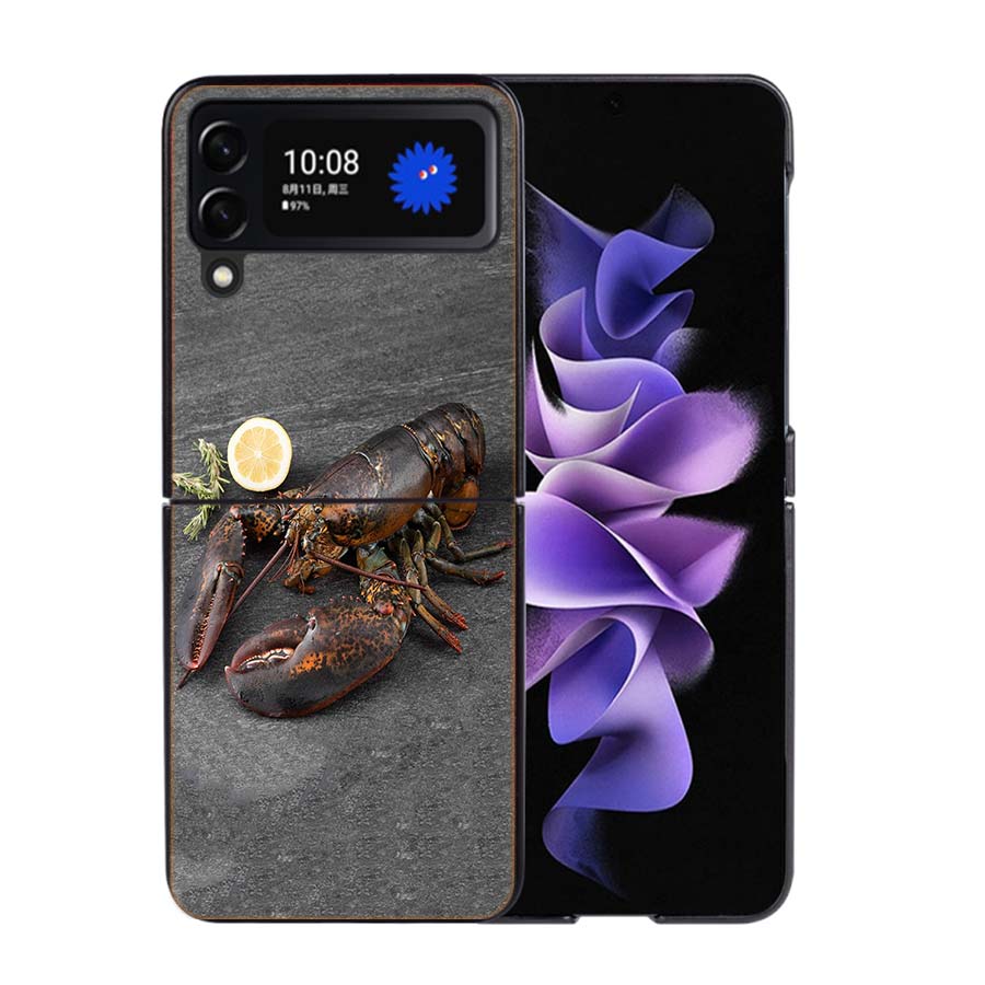 Live Lobster Phone Case For Samsung Z Flip 7 6 5G Galaxy Z Flip4 Z Flip5 Z Flip3 Coque Black Hard PC Shell Protective Cover
