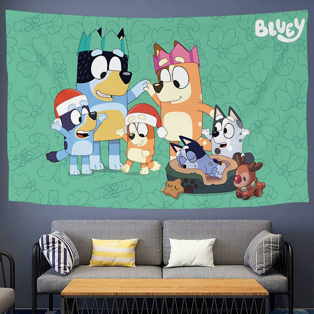 BBlueys Animacinis Spausdintas Didelis Sieninis Gobelenas Menas Sci-Fi Kambarys Namų Dekoras Dekoro Antklodė