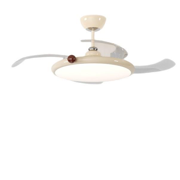Cream Retro Ceiling Fan Light 2025 Model: Stylish Full Spectrum LED for Dining & Bedroom, Eye Protection