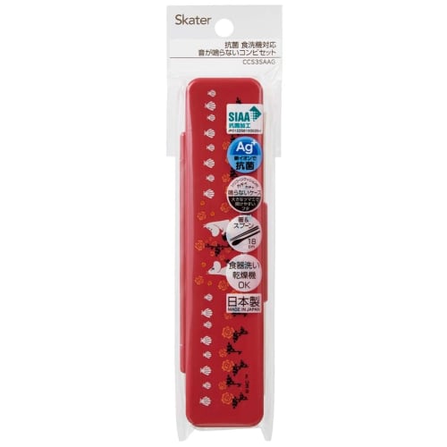 Skater Chopsticks and Spoon Set, Antibacterial, 18cm, Moomin, Mama's Rose, Made in Japan, CCS3SAAG-A