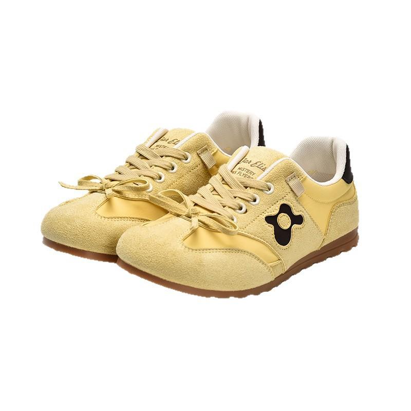 2025 summer new mango head retro moral training shoes round big head women's shoes small flower flat casual shoes wide head shoes