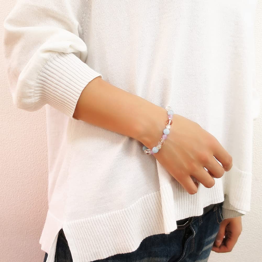 Gin no Lavender 17cm [Shinjuku Kura] Love, Luck, Healing, Aquamix, Aquamarine, Amethyst, Moonstone, Quartz, Bracelet, Approx. (Women's M)