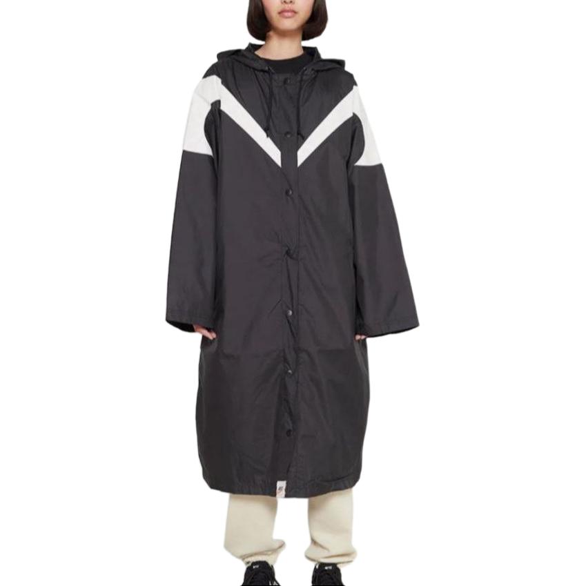 Nike Color Block Long Hooded Windbreaker Women Outerwear Black White DX9873-010