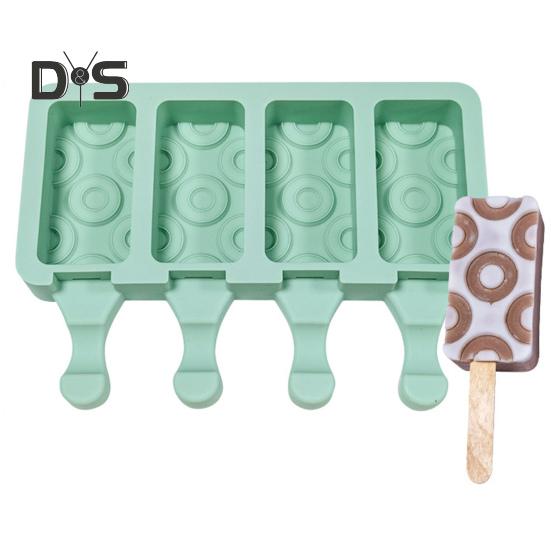 Flexible Ice Cube Mold Heat Resistant Anti Deform 4 Grids DIY Ice Lolly Mold Household Supplies