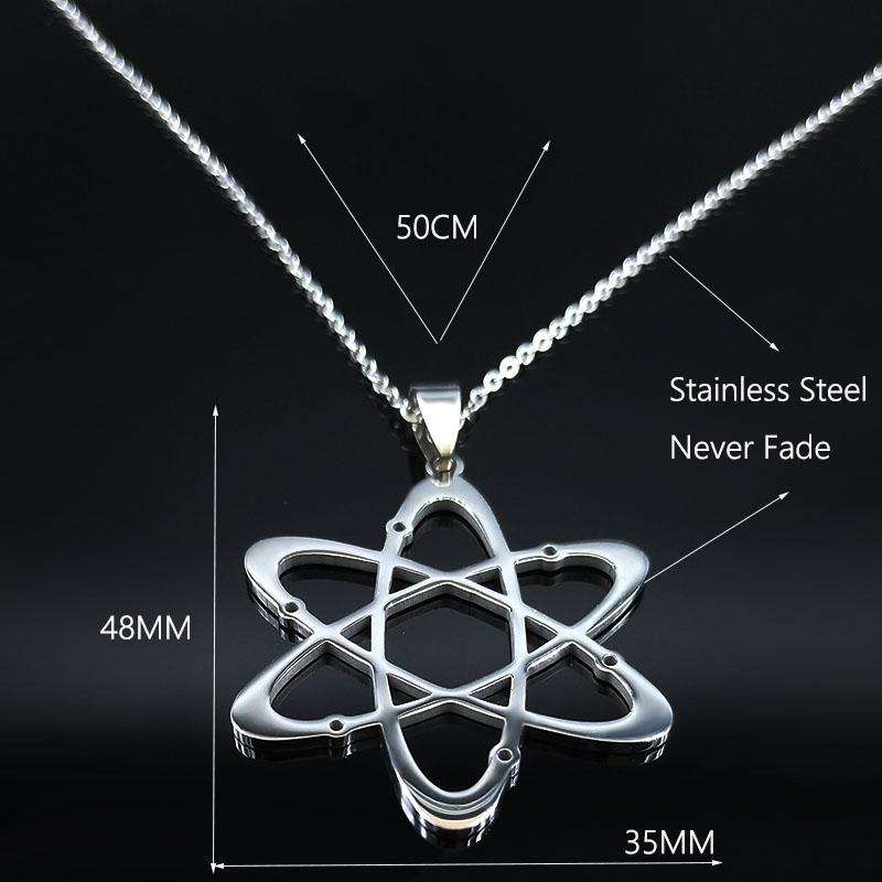 Kohlenstoffatom Physik Chemie Anhänger Halskette für Damen Herren Edelstahl Wissenschaft Chemische Kette Schmuck collares N612S02