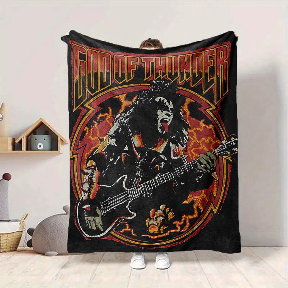 1ks Flanelová deka kapely KISS, Měkká, šetrná k pokožce, s digitálním potiskem, Různé velikosti k dispozici pro rodinu, přátele, narozeniny