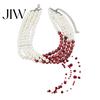 Creative Halloween Gift Ideas Gothic Blood Drop Choker, Layered Faux Pearl Necklace, Red Tassel Unique Holiday for Women Earrrings, Punk Style Vampire