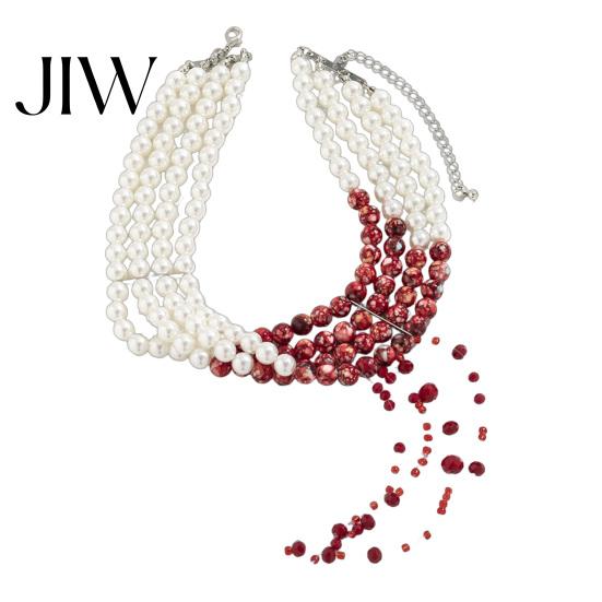 Creative Halloween Gift Ideas Gothic Blood Drop Choker, Layered Faux Pearl Necklace, Red Tassel Unique Holiday for Women Earrrings, Punk Style Vampire