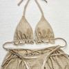 Evropské a americké sexy třídílné bikini Speciální látka Plavky Dámské Jednobarevné Plážové oblečení Dovolenková plavka