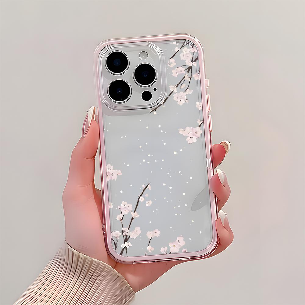 Cherry Blossom Pattern 2in1 Clear Phone Case For Samsung Galaxy S26 Ultra S25 S23 S24 S22 Plus A57 A37 A55 A54 A36 A35 A16 Cover