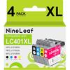 NineLeaf LC401XL Ink Cartridges 4 Combo Pack Compatible for Brother 401 LC 401 XL LC401 Use with MFC-J1010DW MFC-J1012DW MFC-J1170DW Printer (1