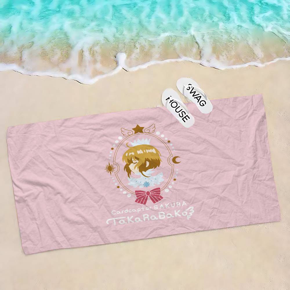 Cardcaptor Anime Sakura Microfiber Printed Beach Towel Mountain Climbing Yoga Beach Swimming Running Absorbent Soft Towel