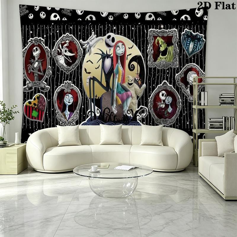 Jack & Sally Wall Tapestry Aesthetic Wall Hanging Printed Fabric Blanket Decorative Tapestries for Bedroom Living Room Home Decor