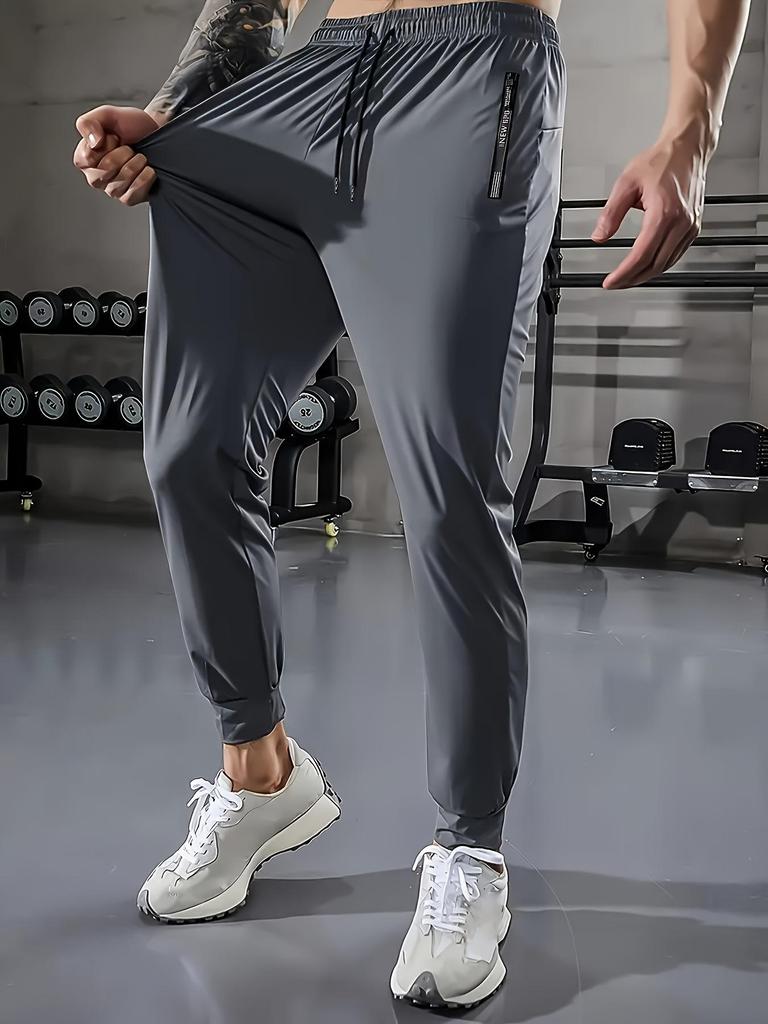 Men's European Size Summer Ice Silk Nylon Quick-Dry Breathable Elastic Pants