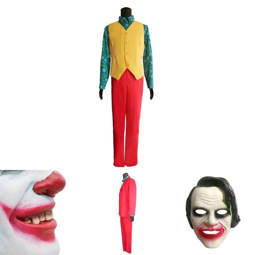 Mens New Joker Movie Arthur Fleck 4pcs Suit Set Clown Halloween Costume Cosplay