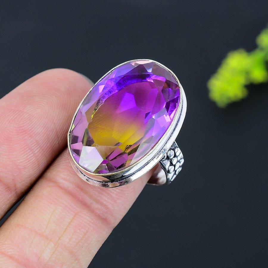Natural Bi-Color Tourmaline Handmade 925 Sterling Silver Ring Size 5.5 p3c02