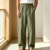 Men's Casual Wide Leg Pants, Loose Fit, Straight Leg, Color