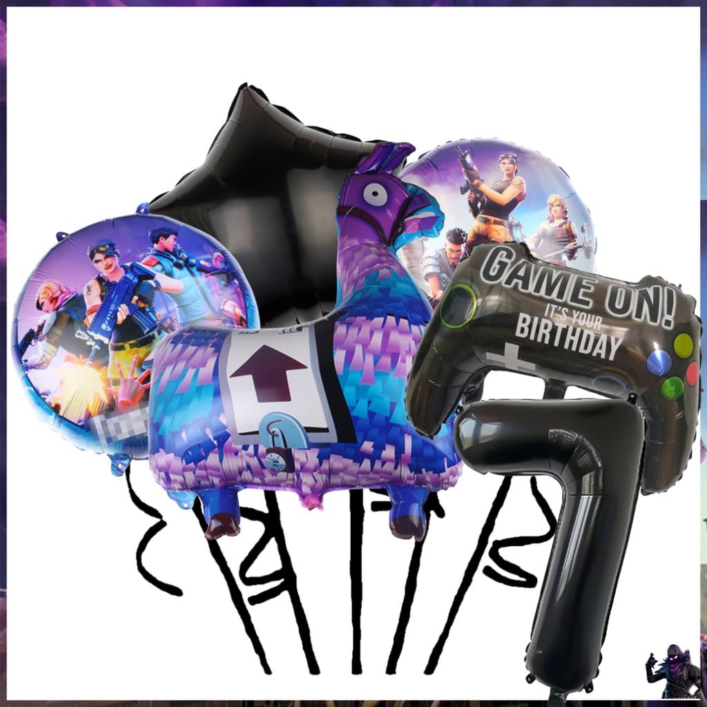 Shooting Game Fortnition Birthday Party Decoration Plate Cup Cartoon Alpaca Llama Foil Globos Baby Shower Kids Party Supplies