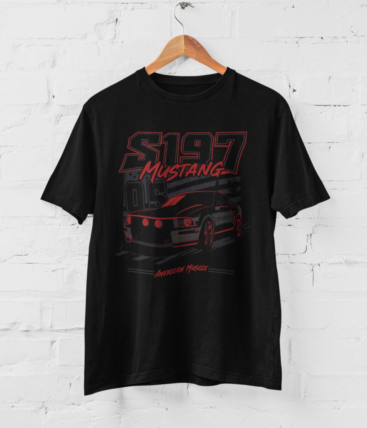 

S197 Mustang 05 09 T Shirt Black Red Mustang Unisex American Muscle Car Gift XL