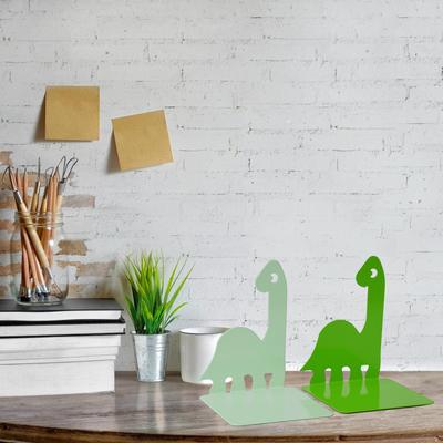 2 Pcs Cartoon Bookends Book Stoppers Metal Bookends Book Holders Dinosaur Book End for Library Bedroom