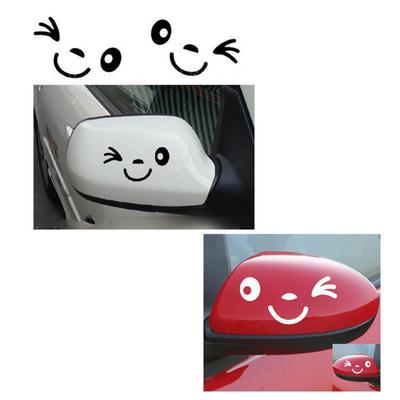 1 par de pegatinas decorativas reflectantes para espejo retrovisor de coche con cara sonriente encantadora