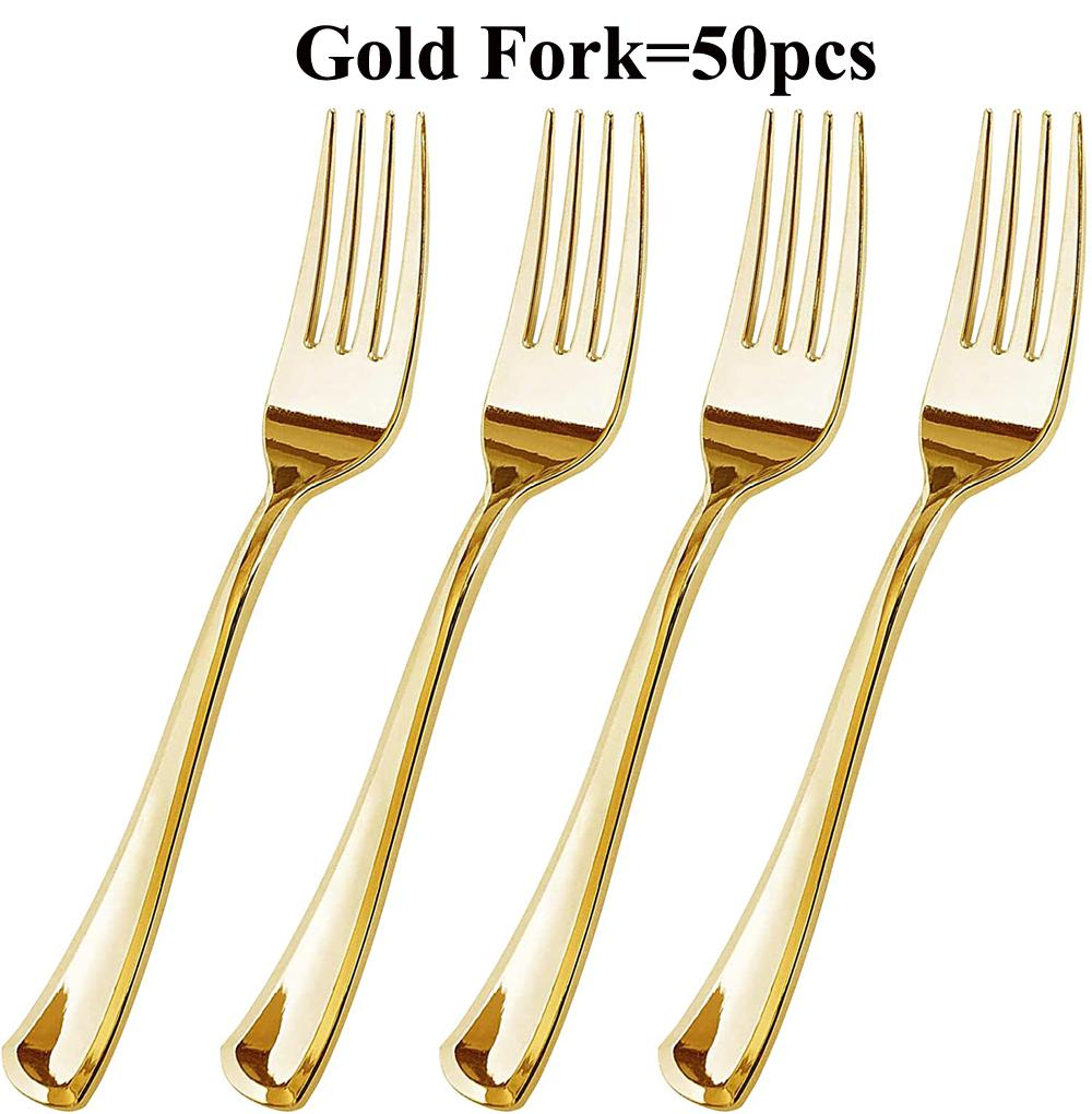 75pcs Gold Plastic Silverware- Disposable Gold Glitter Plastic Cutlery- Plastic Flatware Includes 25 Forks, 25 Spoons, 25 Knives