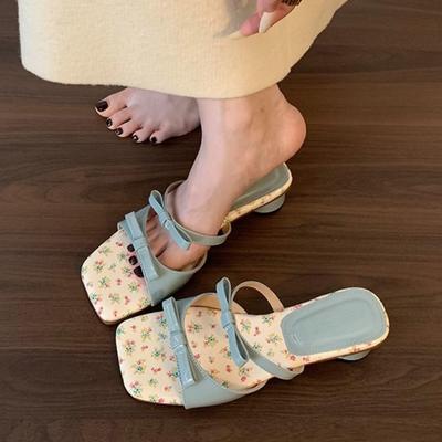 Modeontwerper Zomer Dames Open Teen Slippers Mode Vlinderknoop Hoge Hak Slide Dames Buiten Feest Jurk Schoenen