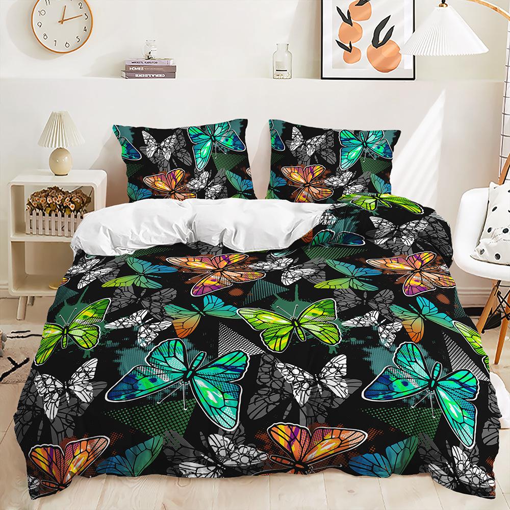 

Three-Piece Home Textile Four-Piece Set, Animal Butterfly 3D Digital Printing Quilt Cover Pillowcase Bedding 90*190