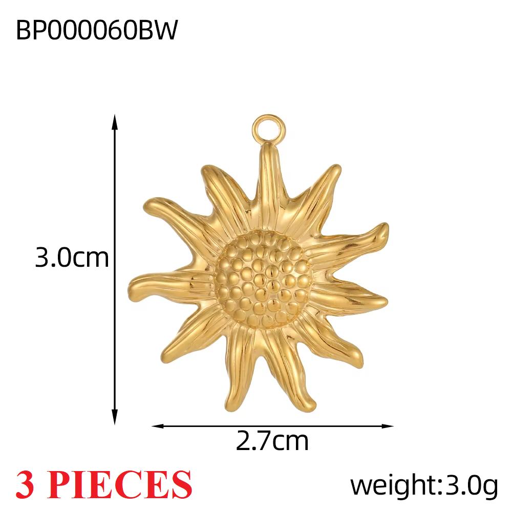 3PCS/LOT CARLIDANA Vintage Luxury Stainless Steel Natural Stone Star Eye Sunflower Pendants Charms for DIY Jewelry